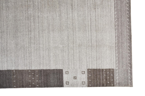 8' X 10' Gray Silver And Black Wool Hand Knotted Stain Resistant Area Rug