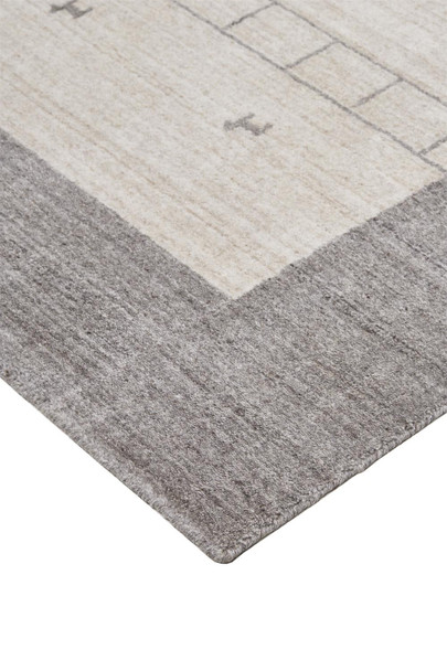 8' X 10' Ivory And Gray Wool Hand Knotted Stain Resistant Area Rug