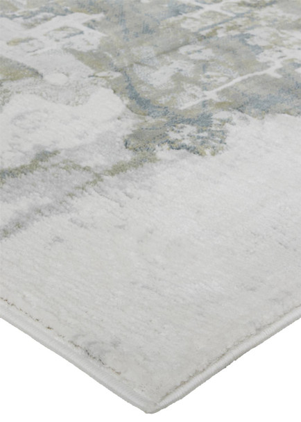 8' X 10' Green Gray And Ivory Abstract Distressed Stain Resistant Area Rug