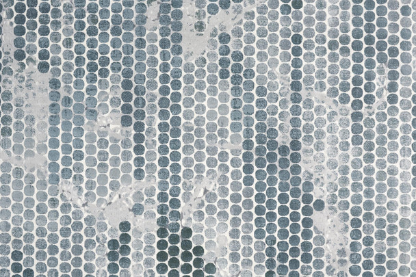 8' Blue And Gray Polka Dots Distressed Stain Resistant Runner Rug