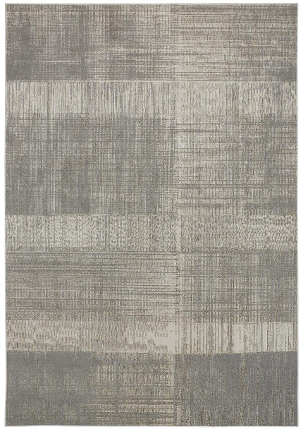 9' X 12' Gray And Ivory Abstract Area Rug