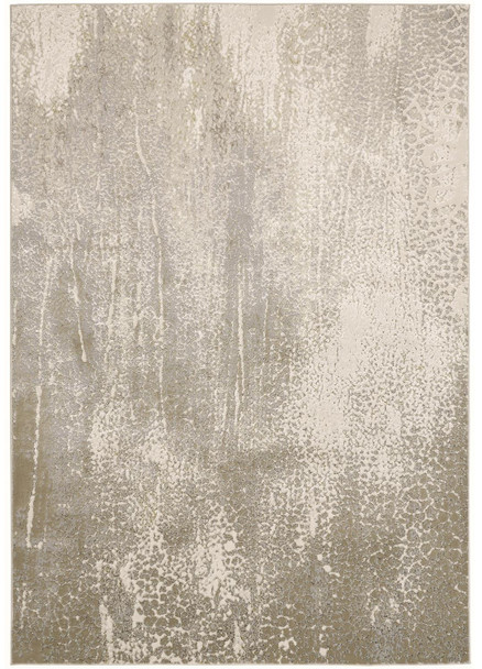 9' X 12' Ivory Gray And Gold Abstract Area Rug
