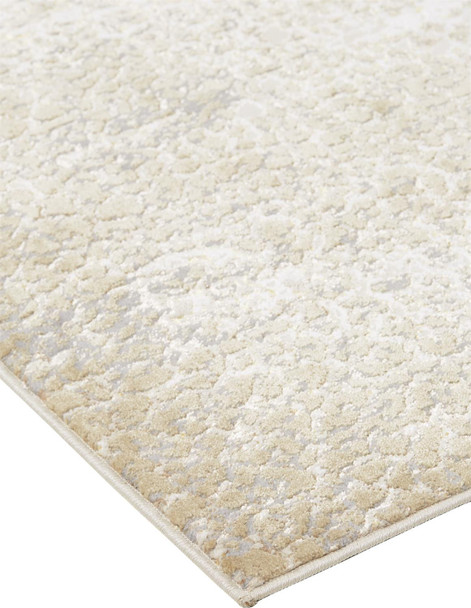 8' X 11' Ivory Gray And Gold Abstract Stain Resistant Area Rug