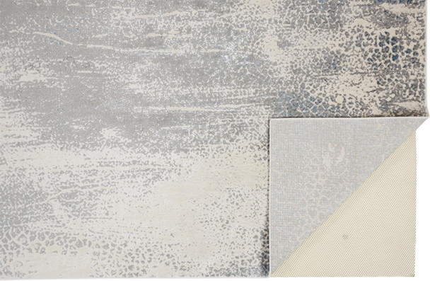 8' X 11' Gray Blue And Ivory Abstract Stain Resistant Area Rug
