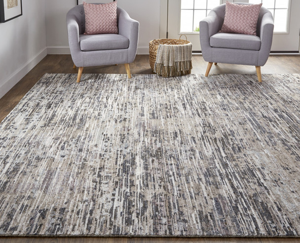 5' X 8' Gray Blue And Silver Wool Abstract Hand Knotted Area Rug