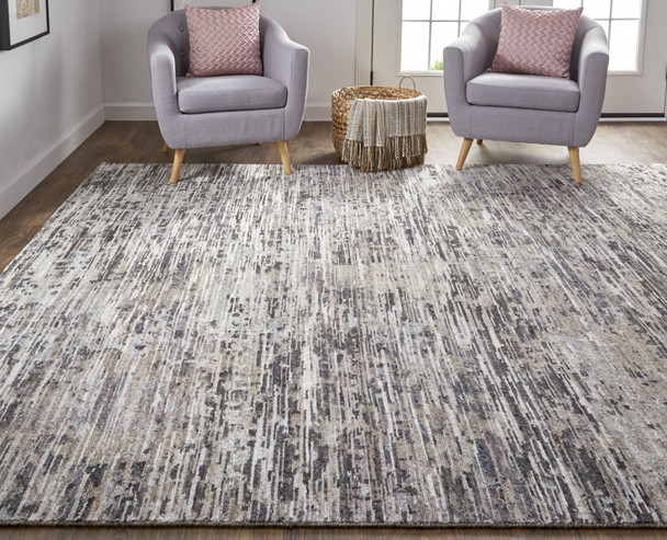 8' X 10' Gray Blue And Silver Wool Abstract Hand Knotted Area Rug