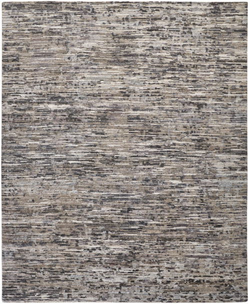 9' X 12' Gray Blue And Silver Wool Abstract Hand Knotted Area Rug