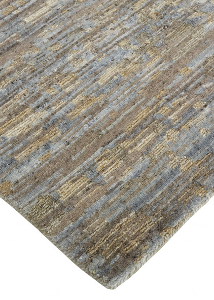 2' X 3' Brown And Gray Wool Abstract Hand Knotted Area Rug