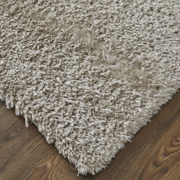 9' X 12' Ivory Shag Power Loom Stain Resistant Area Rug