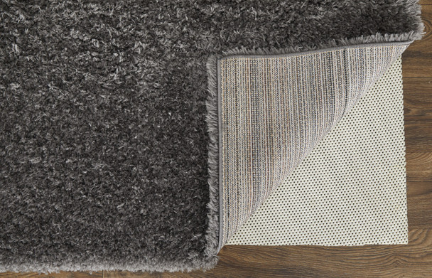 9' X 12' Gray Shag Power Loom Stain Resistant Area Rug