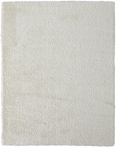 9' X 12' White Shag Power Loom Stain Resistant Area Rug