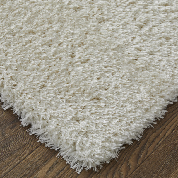 9' X 12' White Shag Power Loom Stain Resistant Area Rug