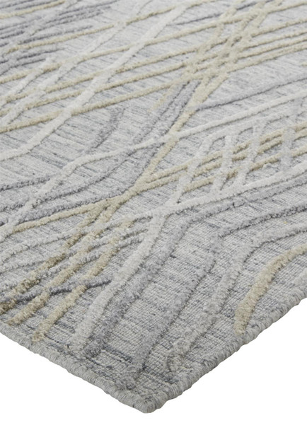 9' X 12' Gray And Ivory Abstract Hand Woven Area Rug