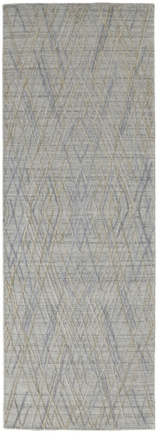 8' Gray And Ivory Abstract Hand Woven Runner Rug