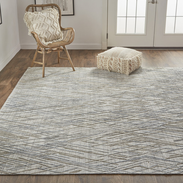 4' X 6' Gray And Blue Abstract Hand Woven Area Rug