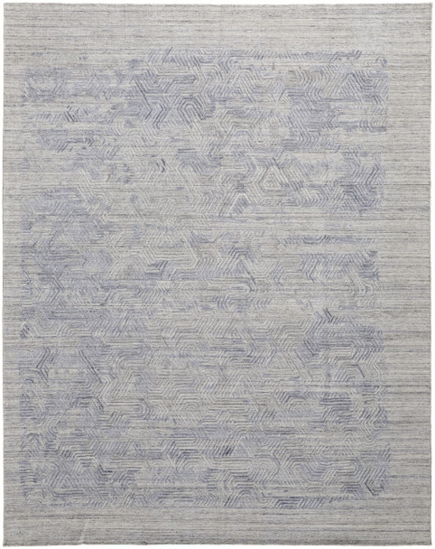 5' X 8' Gray And Blue Abstract Hand Woven Area Rug