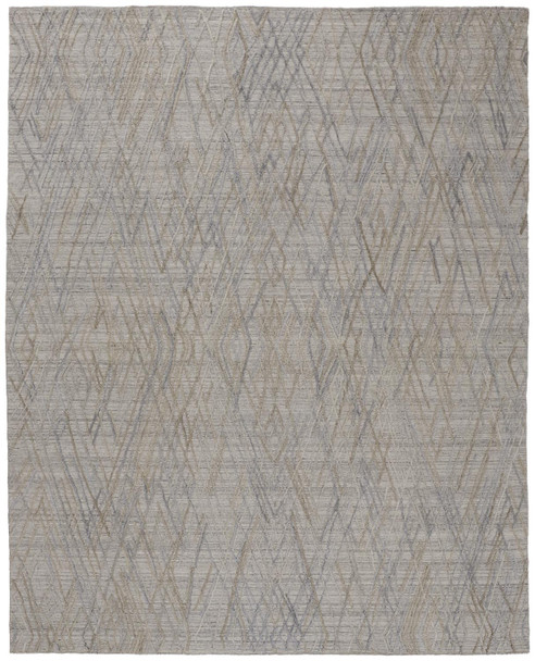 8' X 10' Gray And Blue Abstract Hand Woven Area Rug