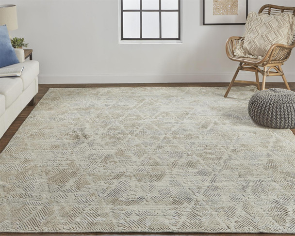 10' X 14' Gray And Taupe Abstract Hand Woven Area Rug
