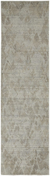 8' Gray And Taupe Abstract Hand Woven Runner Rug