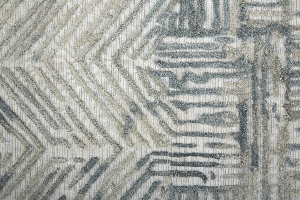 10' Green Blue And Ivory Abstract Hand Woven Runner Rug