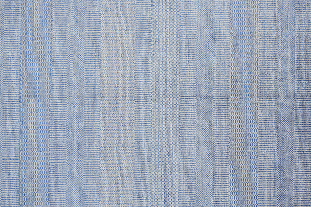 12' Blue And Silver Wool Striped Hand Knotted Runner Rug