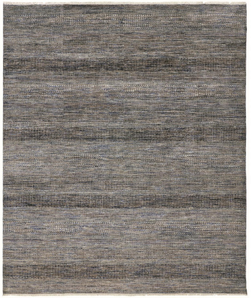 10' X 13' Gray Wool Striped Hand Knotted Area Rug