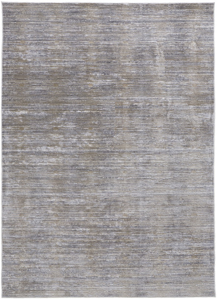 5' X 8' Taupe Silver And Tan Abstract Power Loom Area Rug