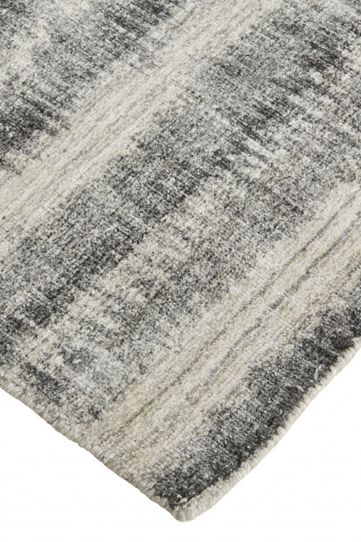 9' X 12' Gray Ivory And Black Abstract Hand Woven Area Rug