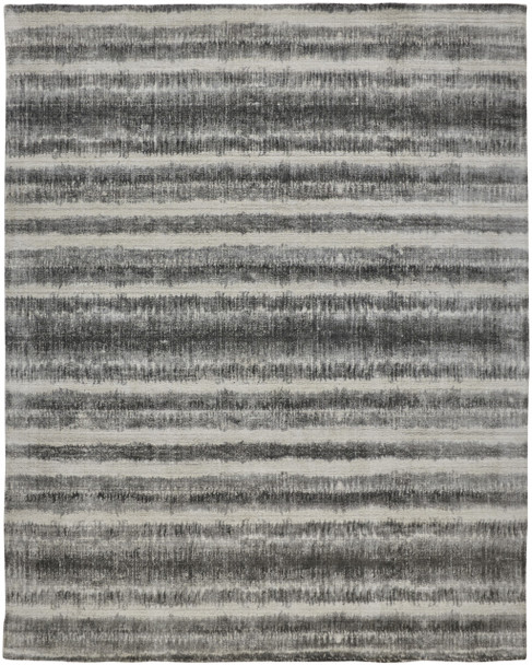 10' X 14' Gray Ivory And Black Abstract Hand Woven Area Rug