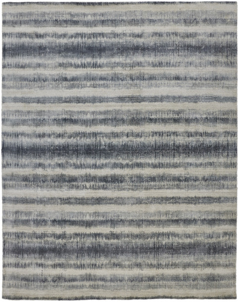 9' X 12' Ivory And Blue Abstract Hand Woven Area Rug