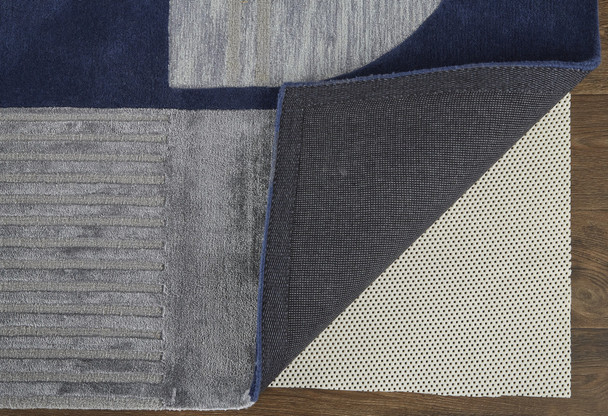5' X 8' Blue And Silver Wool Geometric Tufted Handmade Area Rug