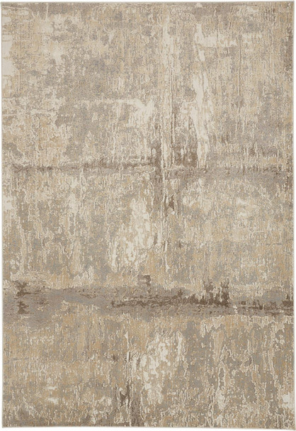 12' X 15' Tan Ivory And Brown Abstract Area Rug