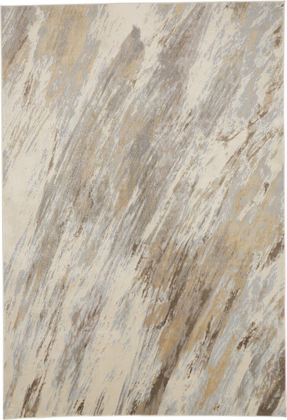 12' X 15' Ivory Tan And Brown Abstract Area Rug