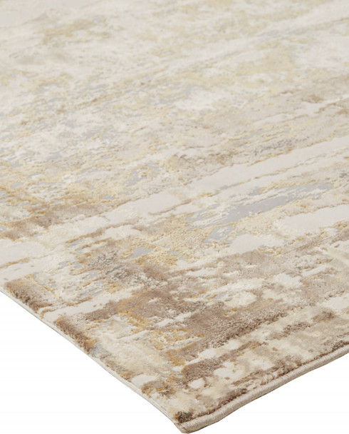 5' X 8' Tan Ivory And Gray Abstract Area Rug