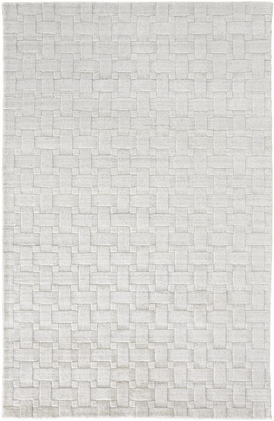 2' X 3' White And Silver Striped Hand Woven Area Rug