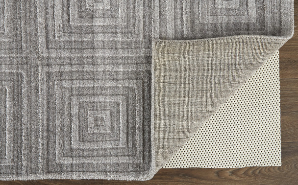 8' X 10' Gray And Silver Striped Hand Woven Area Rug