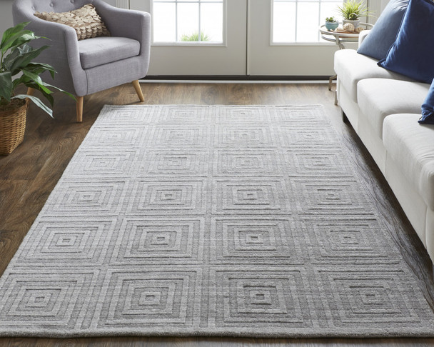 2' X 3' Gray And Silver Striped Hand Woven Area Rug