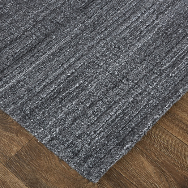 8' X 10' Gray And Black Striped Hand Woven Area Rug