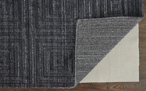 8' X 10' Gray And Black Striped Hand Woven Area Rug