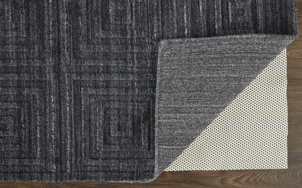 2' X 3' Gray And Black Striped Hand Woven Area Rug