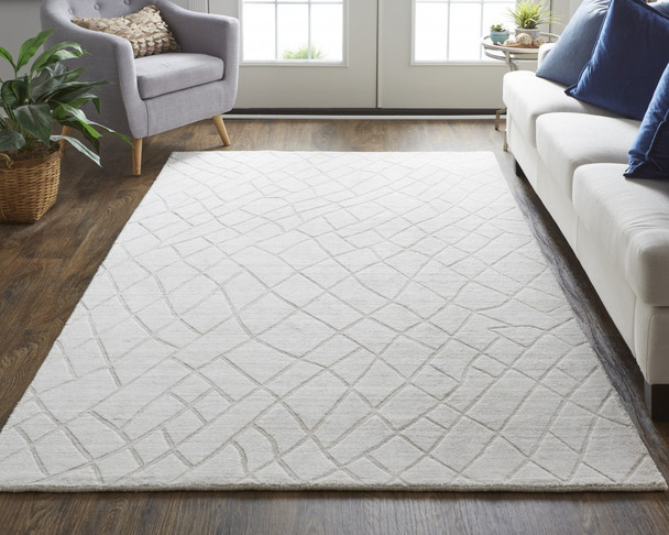 4' X 6' Ivory And Gray Striped Hand Woven Area Rug