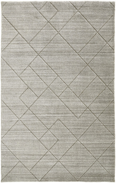 9' X 12' Ivory And Silver Striped Hand Woven Area Rug