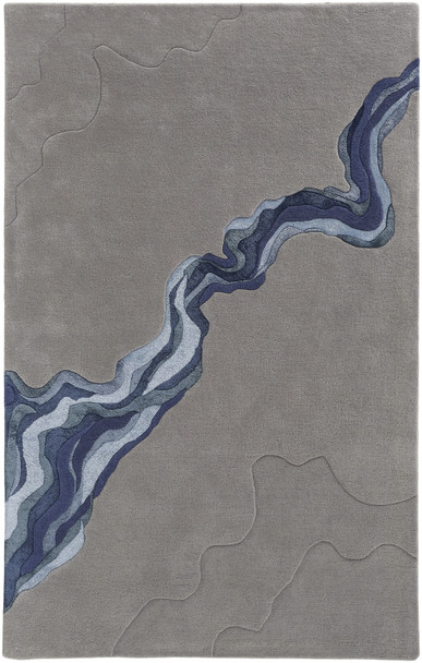 4' X 6' Gray And Blue Wool Abstract Tufted Handmade Area Rug