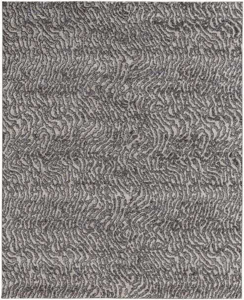 9' X 12' Gray Taupe And Ivory Abstract Power Loom Stain Resistant Area Rug