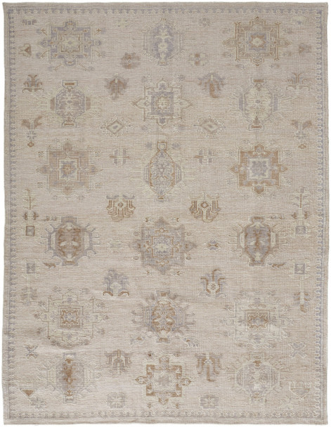 2' X 3' Tan And Brown Floral Hand Knotted Stain Resistant Area Rug