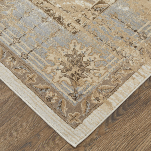 12' X 15' Tan Brown And Gray Power Loom Distressed Area Rug