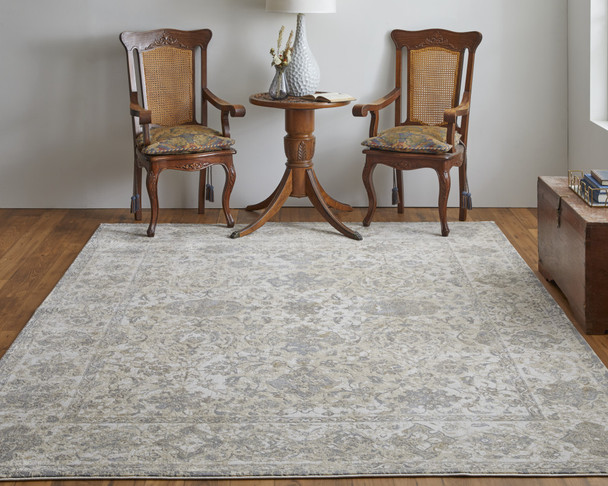 10' X 14' Ivory Tan And Gray Power Loom Area Rug