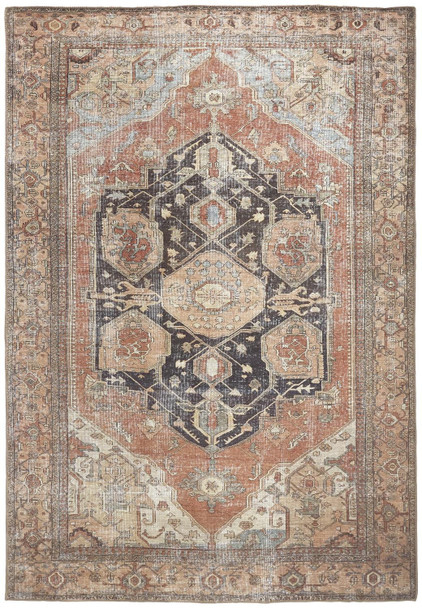 9' X 12' Orange Brown And Taupe Abstract Area Rug