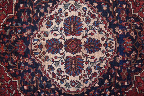 8' Red Blue And Tan Floral Power Loom Runner Rug