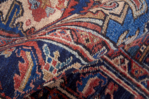 5' X 8' Red Tan And Blue Floral Power Loom Area Rug